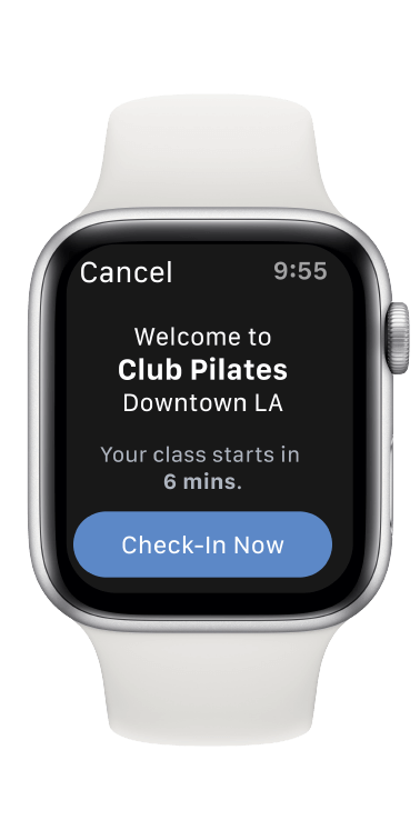 Apple watch displaying contactless check-in feature